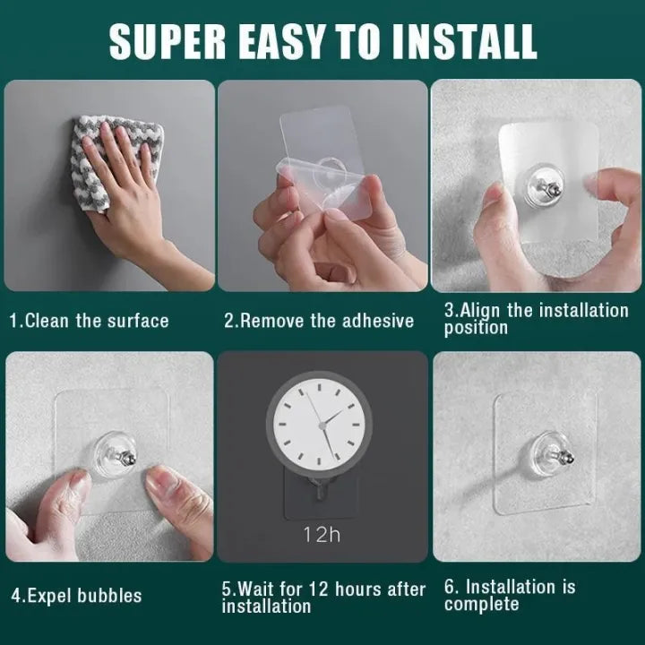 Punch-Free Adhesive Wall Screw Hooks (4-Pack)