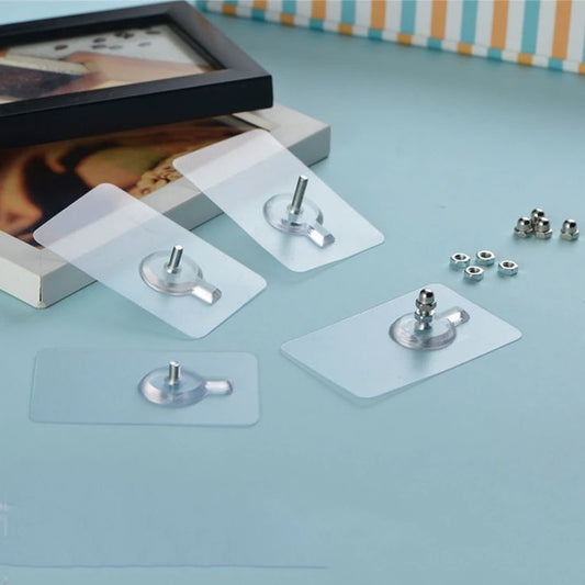 Punch-Free Adhesive Wall Screw Hooks (4-Pack)